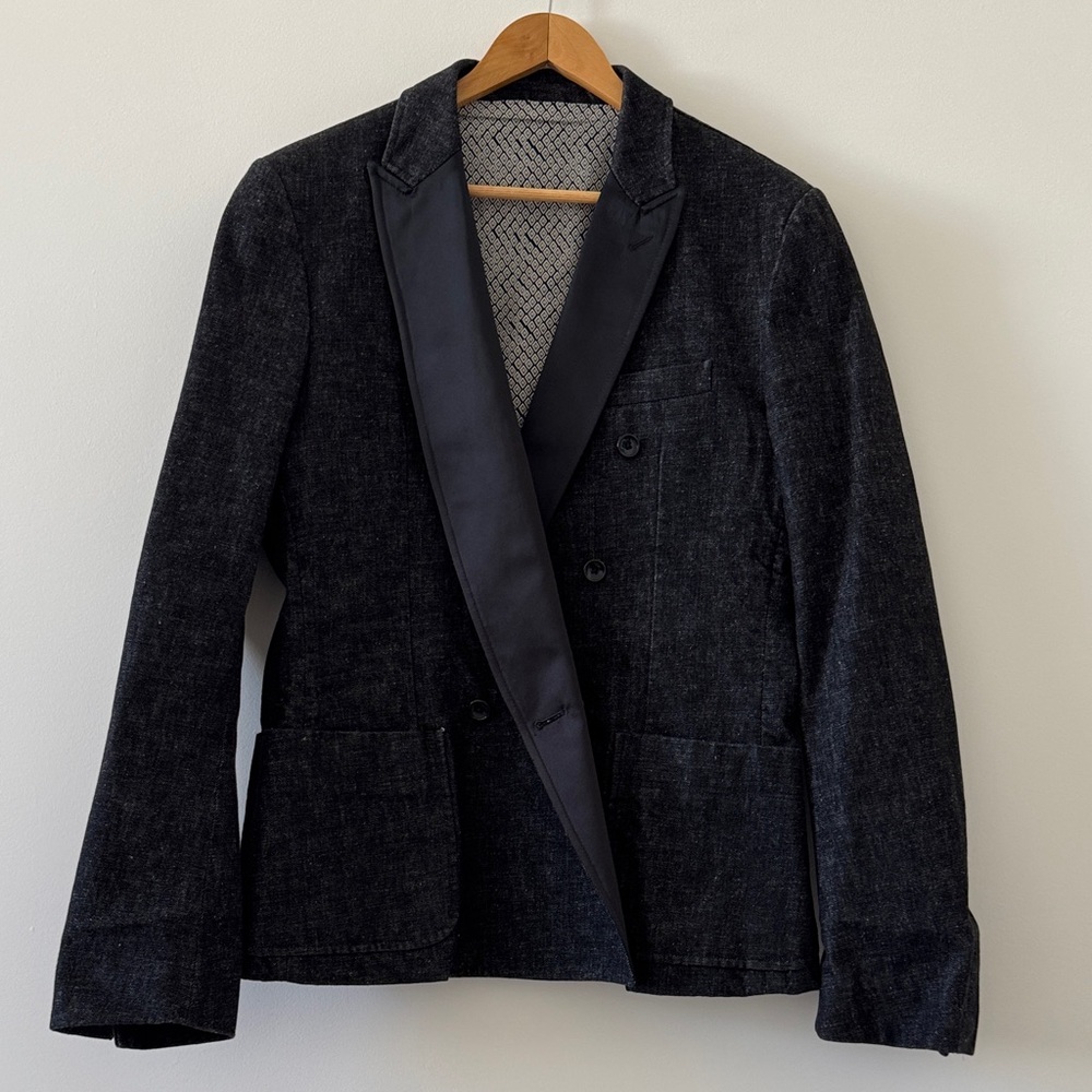 Dolce & Gabbana D&G Denim Blazer 40R Satin Lapel Sport Coat EU 50 NWOT